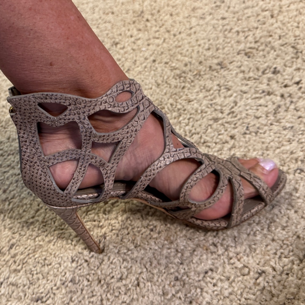 Dior Grey Python Embossed Paradis Cutout Sandals - image 2